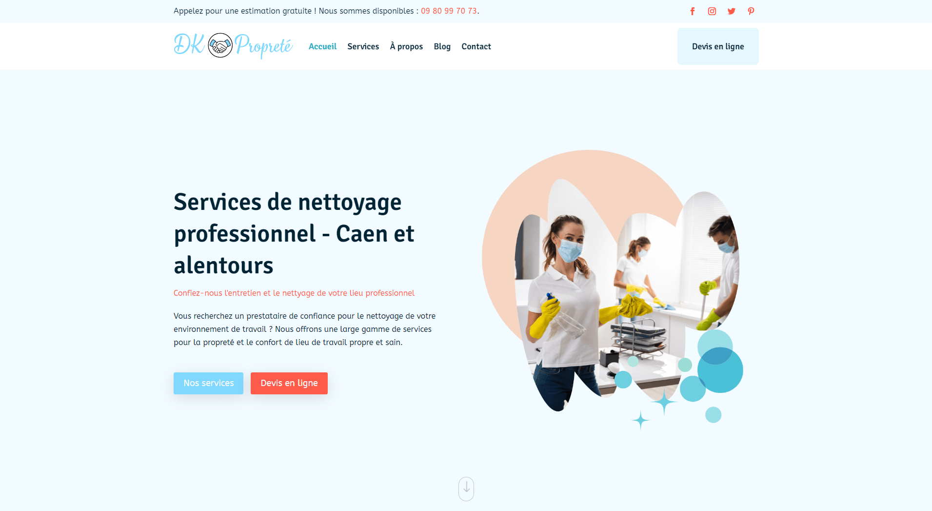 Site internet DK Propreté - Services nettoyage et entretien Caen